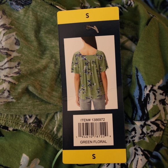 Lucky Brand Green Floral Print Square Neck Top - Picture 7 of 10